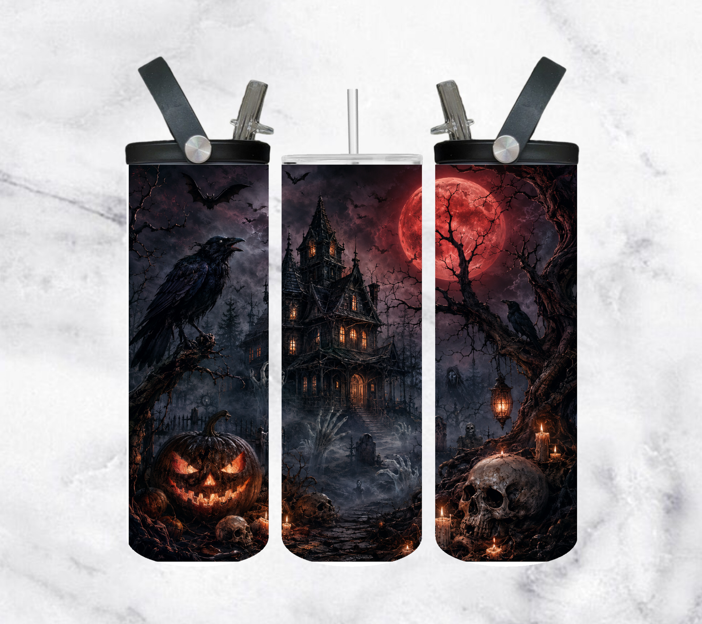 Haunted blood moon tumbler