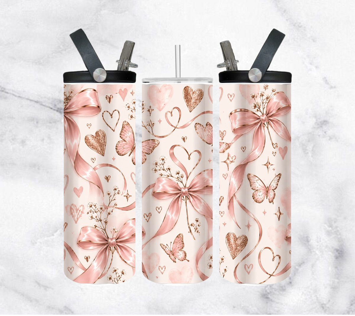 Rose Gold coquette bows & butterflies