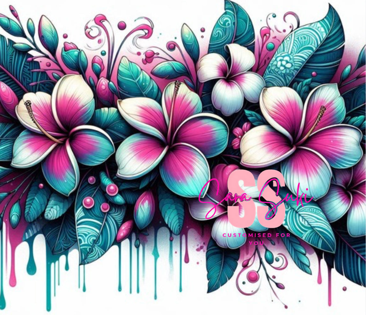 Frangipani Pink and Green drip