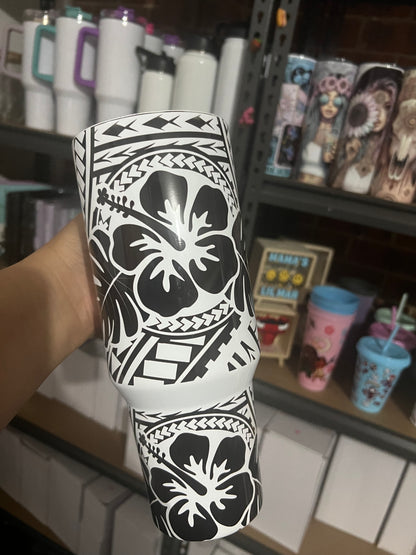 Black on White Hibiscus